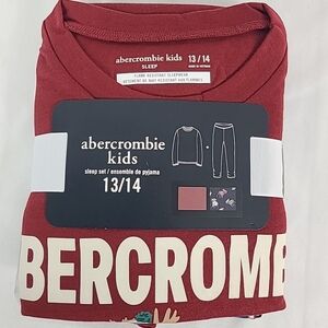 NEW Abercrombie Kids Sleep 13/14 Moose Pajama Set L/S Top-Long Pants Blue/Red